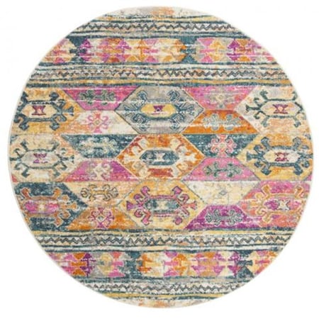 Safavieh 6 ft.-7 in. x 6 ft.-7 in. Round Madison Power Loomed Rug, Blue and Fuchsia MAD118C-7R